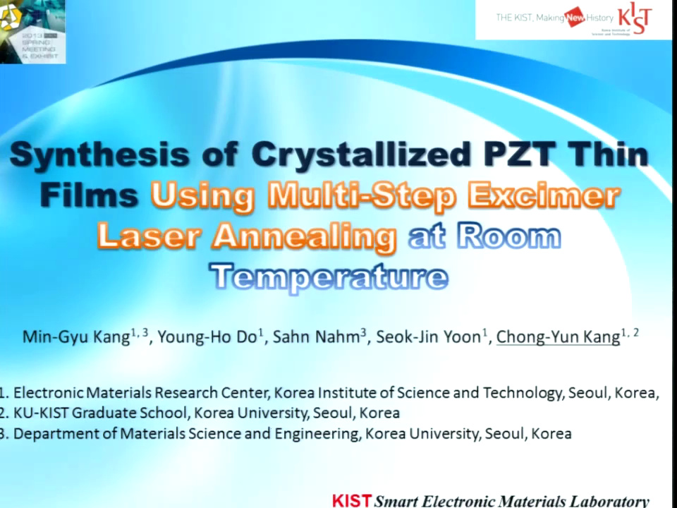 Synthesis Of Crystallized PZT Thin Film Using Layer By Layer Excimer