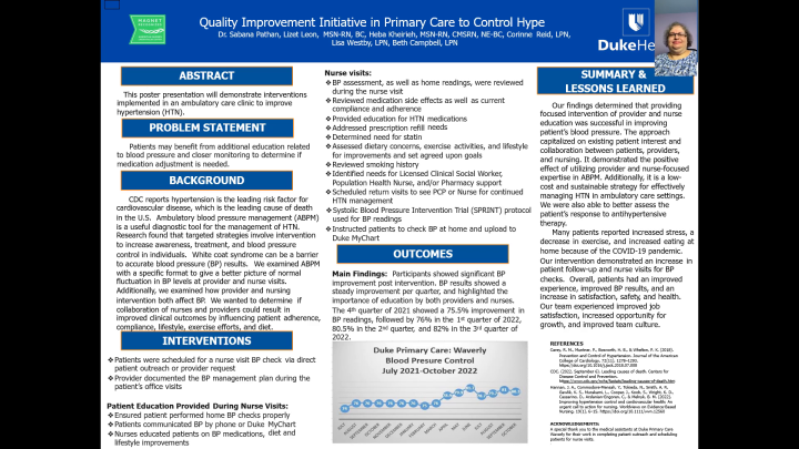 Quality Improvement Initiative in Primary Care to Control Hypertension (Spotlight Poster)