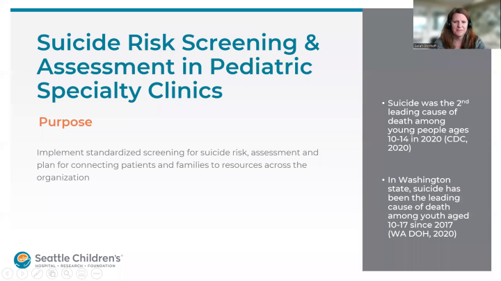 Suicide Risk Screening and Assessment in Pediatric Specialty Clinics