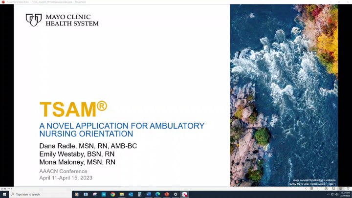 TSAM®: A Novel Application to Ambulatory Care Nursing Orientation