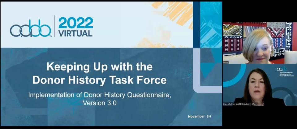 AM22-56-O: (On-Demand) Keeping up with the Donor History Task Force – Implementation of DHQ Version 3.0 (Enduring)