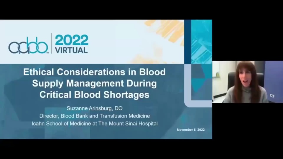 AM22-03-O: (On-Demand) Ethical Considerations in Blood Supply Management During Critical Blood Shortages (Enduring)