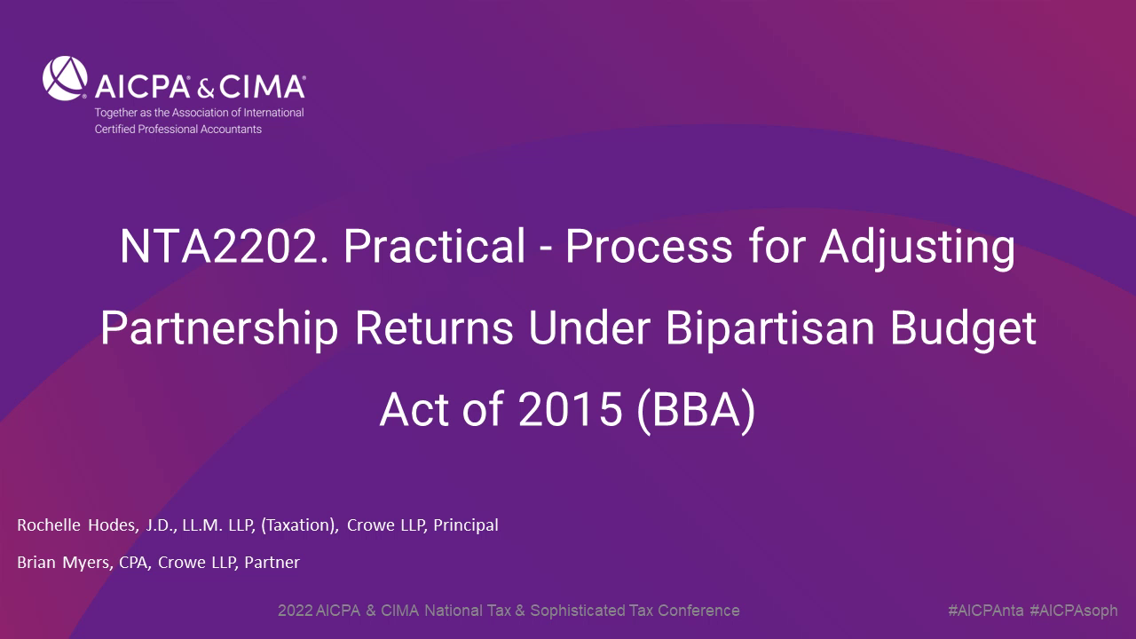 Practical - Process for Adjusting Partnership Returns Under Bipartisan Budget Act of 2015 (BBA)