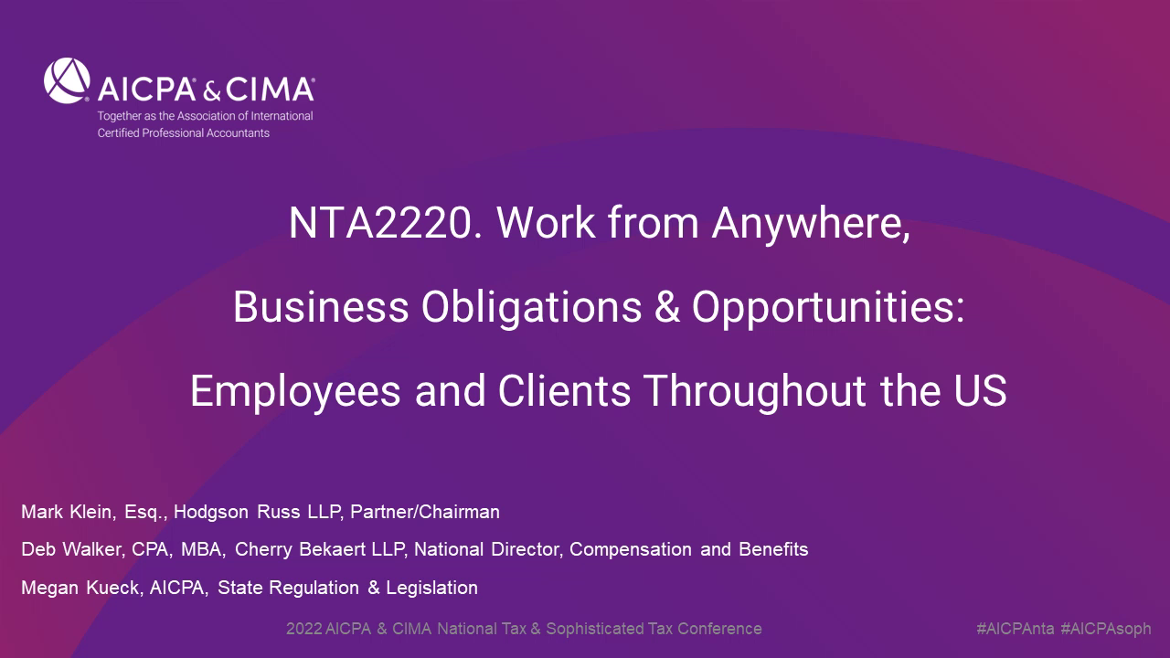 Work from Anywhere, Business Obligations & Opportunities: Employees and Clients Throughout the US