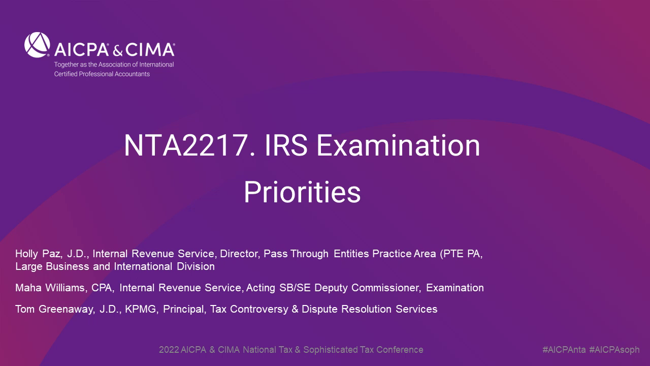 IRS Examination Priorities