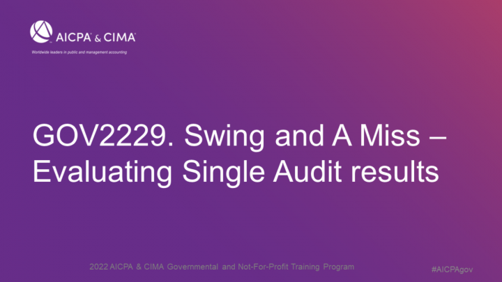 Swing and A Miss – Evaluating Single Audit results