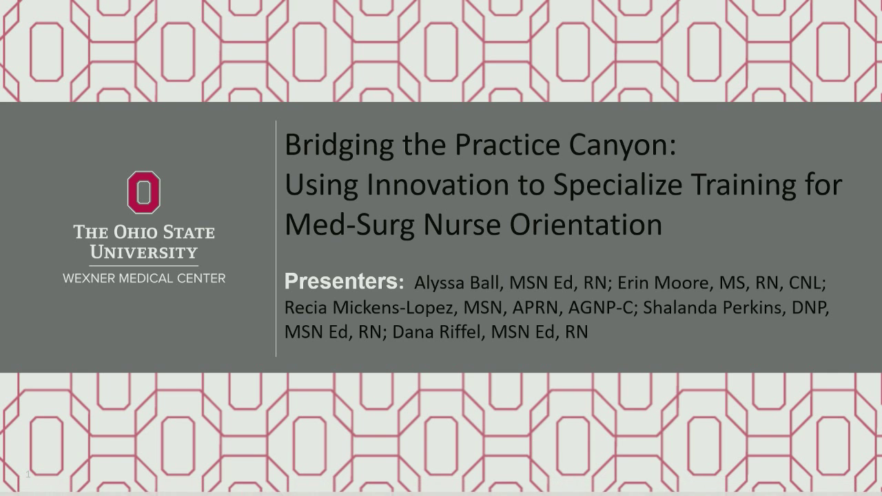 Bridging the Practice Canyon: Using Innovation to Specialize Training for Med-Surg Nurse Orientation icon