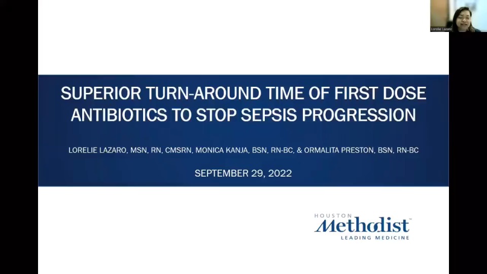 Superior Turn-Around Time for First-Dose Antibiotics to Stop Sepsis Progression (TOP-SCORING POSTER)