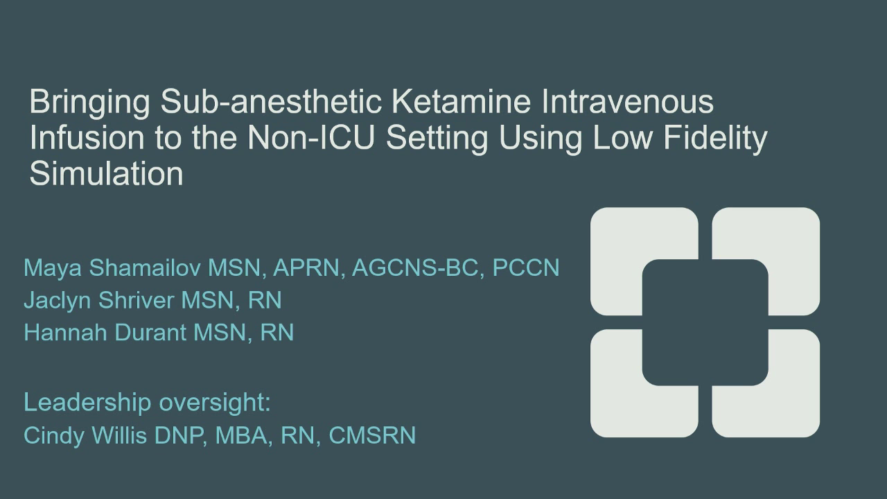 Bringing Subanesthetic Ketamine Infusion to the Non-ICU Setting Using Low-Fidelity Simulation icon