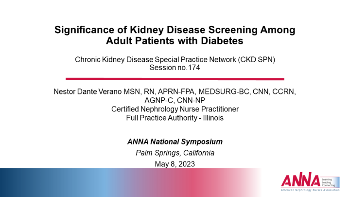Chronic Kidney Disease SPN - Significance of Kidney Disease Screening Among Adult Patients with Diabetes
