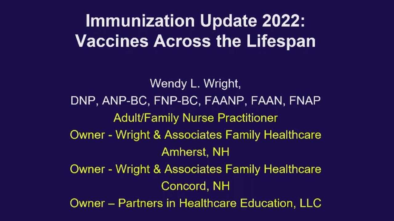Immunization Update: Vaccine Recommendations Across the Lifespan