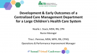 Development and Early Outcomes of a Centralized Care Management Department for a Large Children's Health Care System