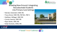 Breaking New Ground: Integrating Baccalaureate Students into Primary Care Settings (Rapid Fire)