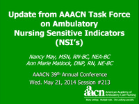 Update from AAACN Task Force on Ambulatory Nursing Sensitive Indicators