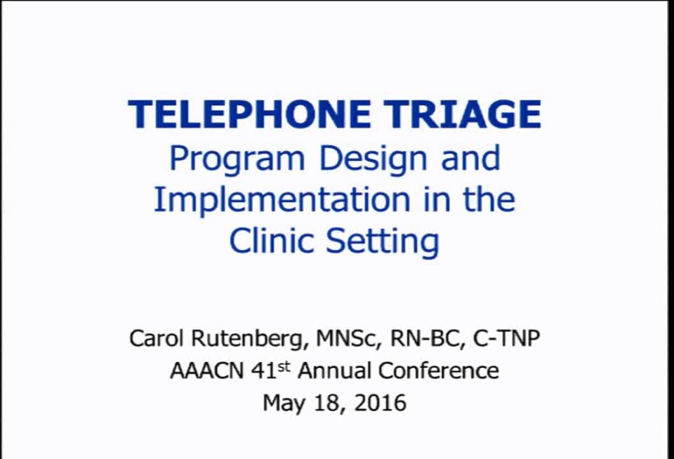 Telephone Triage Program Design And Implementation In The Clinic ...