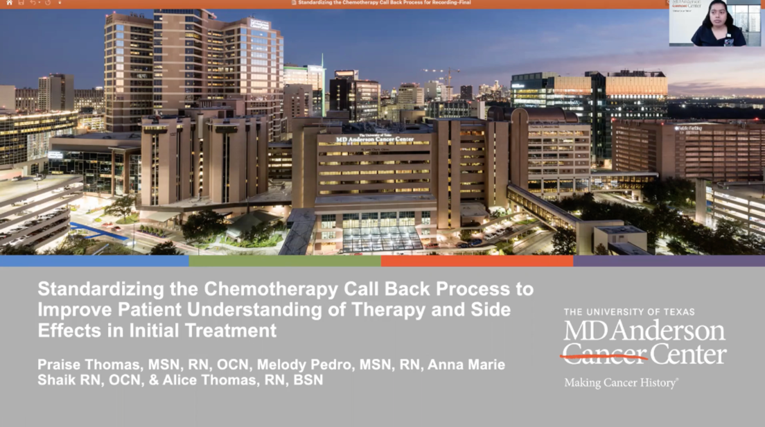 Standardizing the Chemotherapy Call Back Process to Improve Patient Understanding of Therapy and Side Effects in Initial Treatment