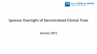 Sponsor Oversight of Decentralized Clinical Trials