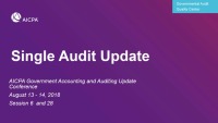Single Audit Update (Repeat of GAE1806)