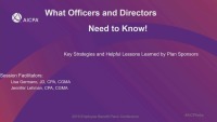 What Officers and Directors Need to Know