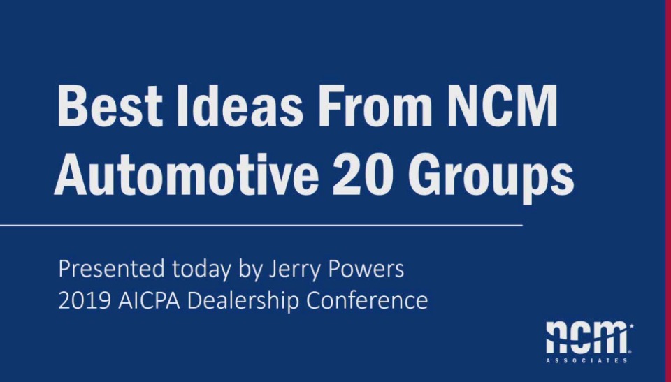 Best Ideas From NCM Associates Automotive 20 Groups