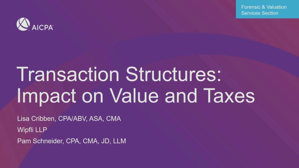 Transaction Structures and Impact on Value