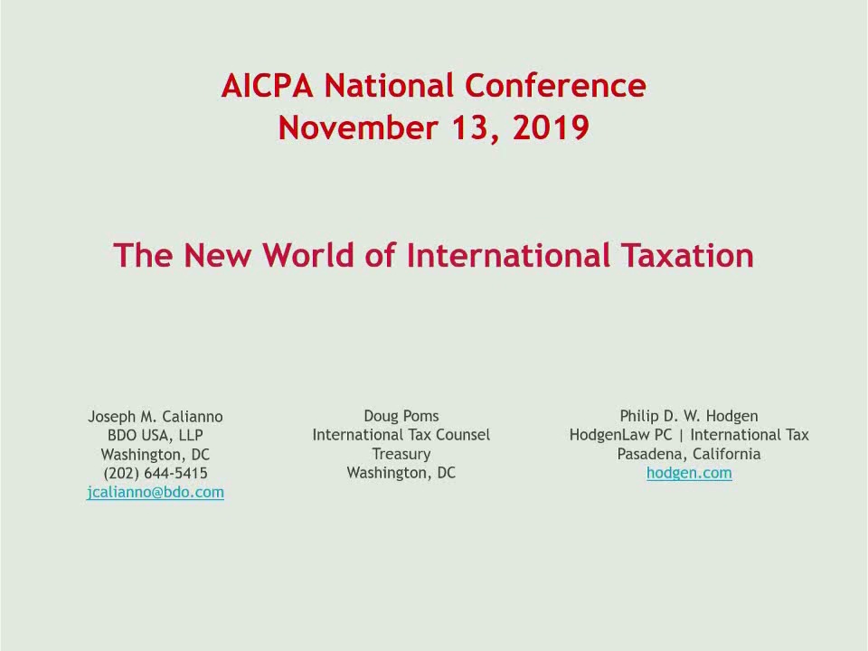 hav det sjovt Accor Berolige The New World of International Taxation (GILTI, BEAT, FDII, and More)
