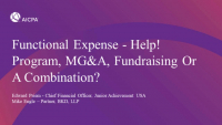 Functional Expense - Help! Program, MG&A, Fundraising Or A Combination?