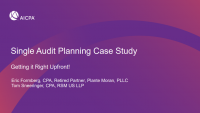 Single Audit Planning - Getting it Right Upfront