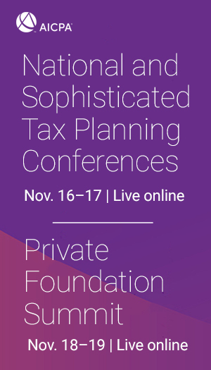 AICPA National Tax & Sophisticated Tax Conferences with Private Foundation Summit 2020 icon