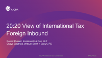 20:20 View of International Tax-Part III Foreign Inbound
