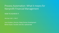 Process Automation: What it Means for Nonprofit Financial Management