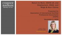 Return to Work, COVID-19, and Employment, OSHA, and Wage & Hour Claims