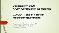 End of Year Tax Preparedness/Planning