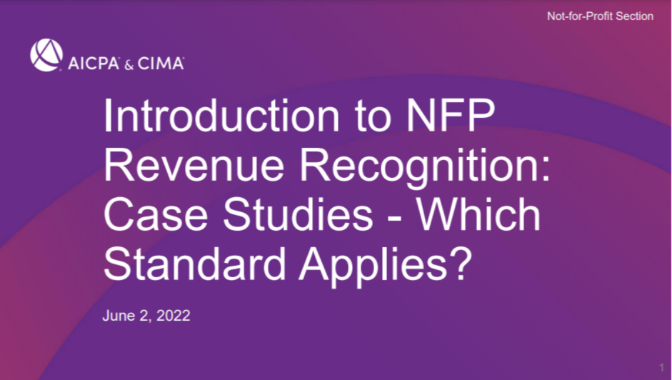Introduction to NFP Revenue Recognition:  Case Studies - Which Standard Applies? icon
