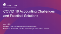 COVID-19 Accounting Challenges and Practical Solutions