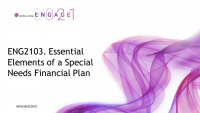 ENG2103. Essential Elements of a Special Needs Financial Plan