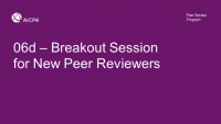 Breakout Session for New Peer Reviewers