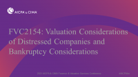 Valuation Considerations of Distressed Companies and Bankruptcy Considerations