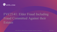 Elder Fraud Including Fraud Committed Against their Estates