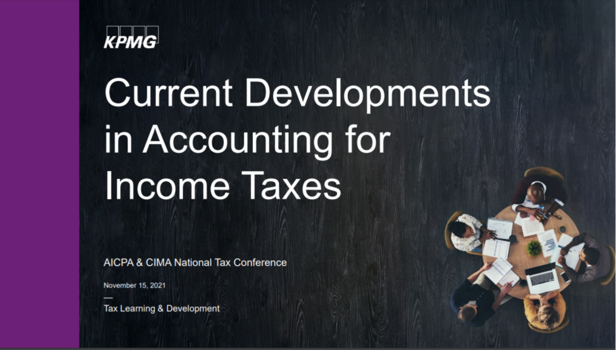 Current Developments in Accounting for Income Taxes