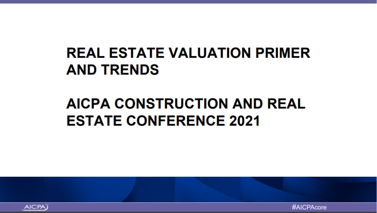 Real Estate - Valuation Primer and Trends (Pre-conference workshop - additional fee)
