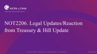 Legal Updates/Reaction from Treasury & Hill Update