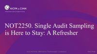 Single Audit Sampling is Here to Stay: A Refresher