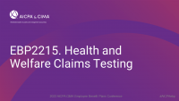 Health and Welfare Claims Testing