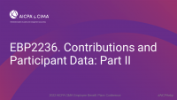 Contributions and Participant Data: Part II
