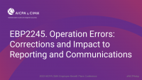 Operation Errors: Corrections and Impact to Reporting and Communications