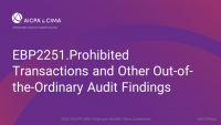 Prohibited Transactions and Other Out-of-the-Ordinary Audit Findings