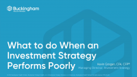 What To Do When a Strategy Performs Poorly