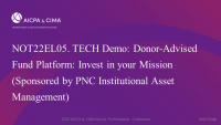 TECH Demo: Donor-Advised Fund Platform: Invest in your Mission (Sponsored by PNC Institutional Asset Management)