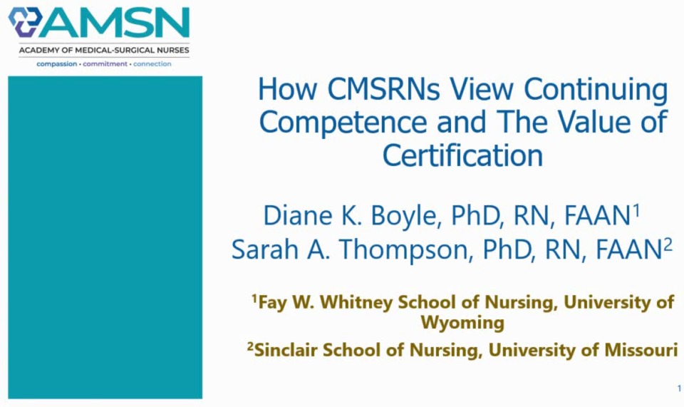 How CMSRNs View Continuing Competence and Value of Certification